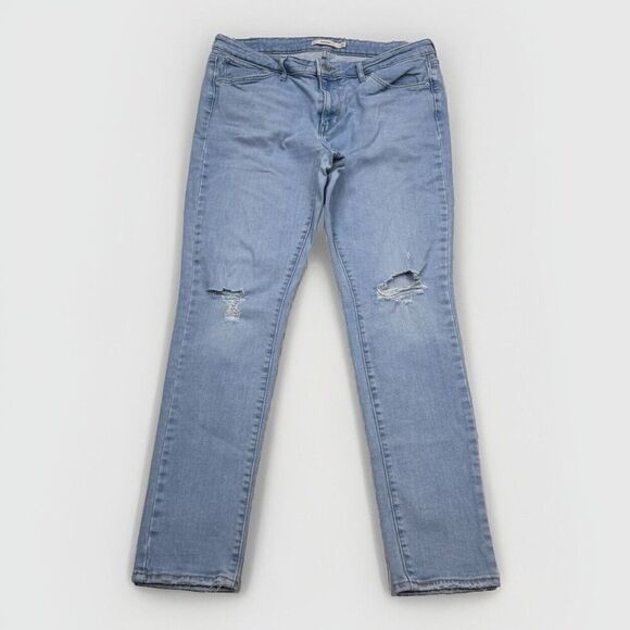 Levis 711 Jeans Womens 32 Skinny Distressed Light Blue Stretch Measure 33 x 27.5 - Picture 1 of 8